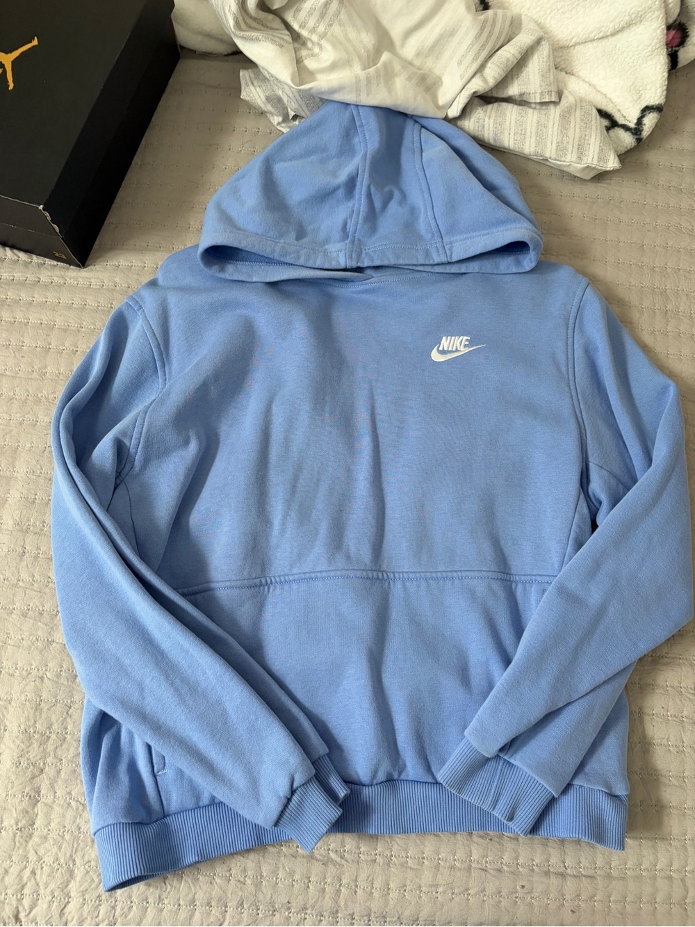 Nike Men’s Light Blue Crewneck Hoodie with White Logo